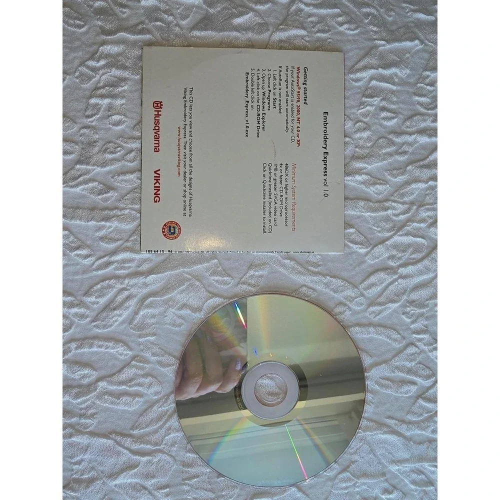 Husqvarna Viking Embroidery Express Volume 1.0 design collection CD